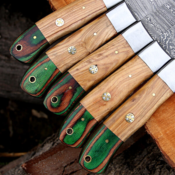 Damascus steel chef knives set ,kitchen cooking knives with sheath | Birthday & Anniversary gift Kitchen use With leather Roll - Image 7