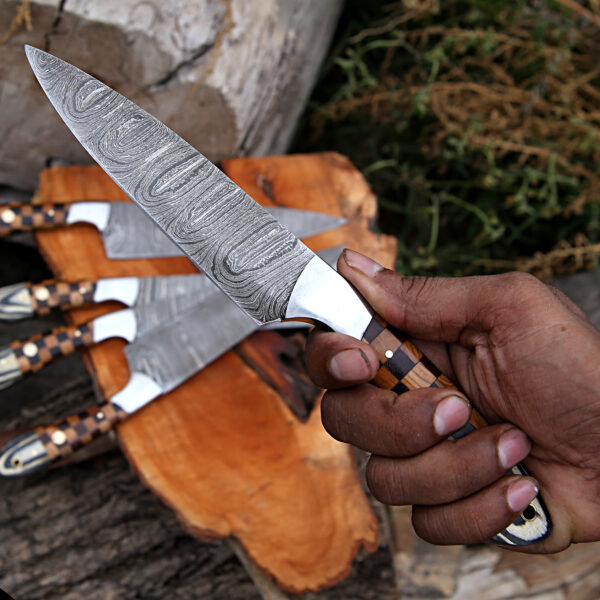 Damascus Steel 5 PCs Premium Kitchen Knife Personalized Chef Knife Set Forging Blades, Kitchen Knife Set, Chef Knife Set Father's Day Gift Dad - Image 2