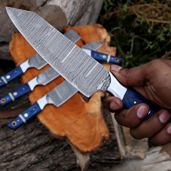Hand Forged Carbon Steel Chef's Knife Set of 5 BBQ Knife Kitchen Knives Gift for Boyfriend Anniversary Gift-Gift for Him Birthday gift - Image 2