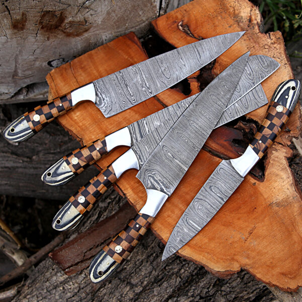 Damascus Steel 5 PCs Premium Kitchen Knife Personalized Chef Knife Set Forging Blades, Kitchen Knife Set, Chef Knife Set Father's Day Gift Dad - Image 3