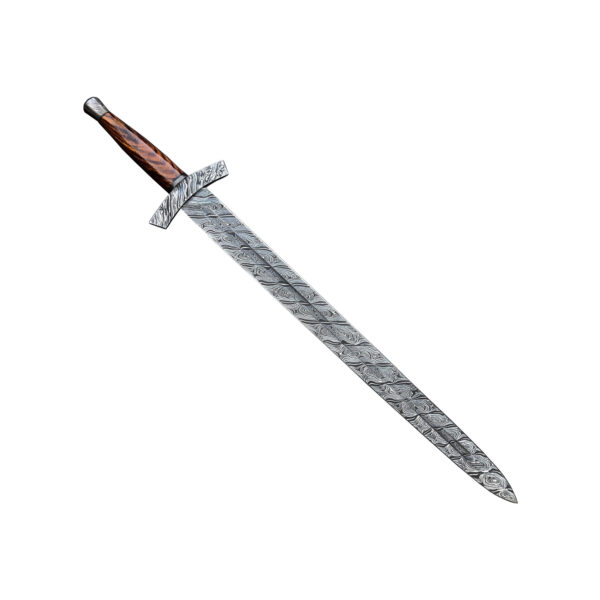 Custom handmade Damascus steel Double Edge Viking Sword, Survival Sword, Weapon Viking Norse Gifts Medieval Ages - Image 3