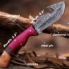 Custom handmade Damascus steel Hunting Skinner knife, Camping knife, Outdoor knife, Full tang knife, With leather sheath - Image 2