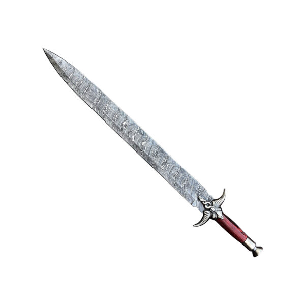 Custom handmade Damascus steel Double Edge Viking Sword, Survival Sword, Medieval Sword Wooden Handle Fathers Day Gift - Image 3