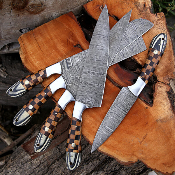 Damascus Steel 5 PCs Premium Kitchen Knife Personalized Chef Knife Set Forging Blades, Kitchen Knife Set, Chef Knife Set Father's Day Gift Dad - Image 4