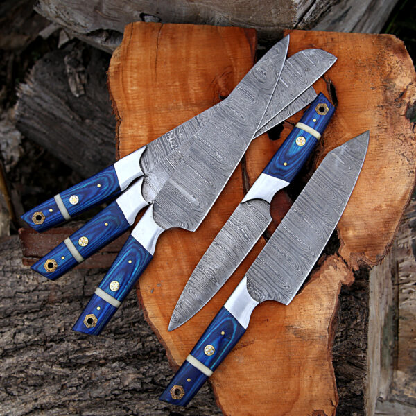 Hand Forged Carbon Steel Chef's Knife Set of 5 BBQ Knife Kitchen Knives Gift for Boyfriend Anniversary Gift-Gift for Him Birthday gift - Image 3