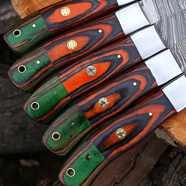 Professional Custom Hand Forged Handmade Premium Damascus Chef Knife set Of 5'Pcs, Kitchen Knife, Kitchen knives set, Damascus Knife Set - Image 2