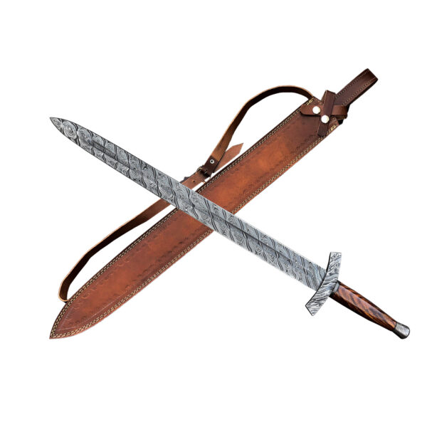 Custom handmade Damascus steel Double Edge Viking Sword, Survival Sword, Weapon Viking Norse Gifts Medieval Ages - Image 6