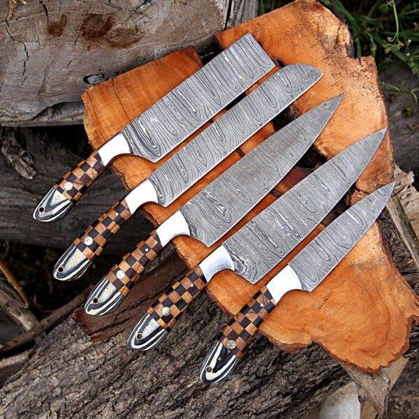 Damascus Steel 5 PCs Premium Kitchen Knife Personalized Chef Knife Set Forging Blades, Kitchen Knife Set, Chef Knife Set Father's Day Gift Dad - Image 7