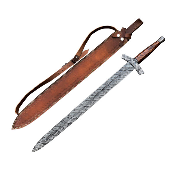 Custom handmade Damascus steel Double Edge Viking Sword, Survival Sword, Weapon Viking Norse Gifts Medieval Ages