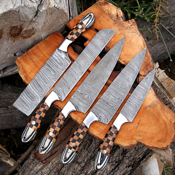 Damascus Steel 5 PCs Premium Kitchen Knife Personalized Chef Knife Set Forging Blades, Kitchen Knife Set, Chef Knife Set Father's Day Gift Dad - Image 8