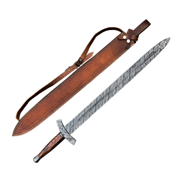 Custom handmade Damascus steel Double Edge Viking Sword, Survival Sword, Weapon Viking Norse Gifts Medieval Ages - Image 7