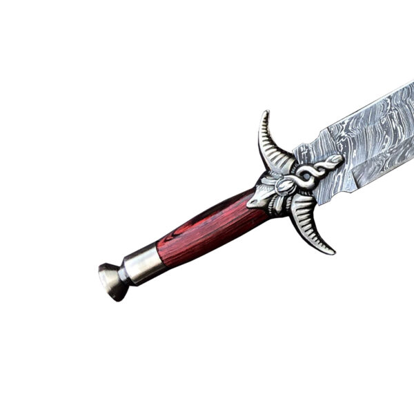 Custom handmade Damascus steel Double Edge Viking Sword, Survival Sword, Medieval Sword Wooden Handle Fathers Day Gift - Image 8