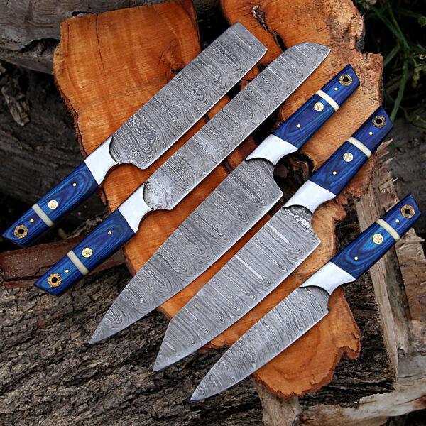 Hand Forged Carbon Steel Chef's Knife Set of 5 BBQ Knife Kitchen Knives Gift for Boyfriend Anniversary Gift-Gift for Him Birthday gift - Image 6