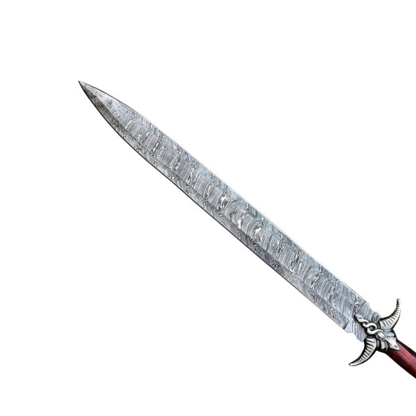 Custom handmade Damascus steel Double Edge Viking Sword, Survival Sword, Medieval Sword Wooden Handle Fathers Day Gift - Image 9