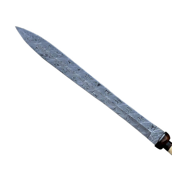 DAMASCUS ANTIQUE SWORD with Sheath, Custom Handmade Norse Sword Golden Brass tactical Sword Personalized Gift on Halloween and Christmas With Bone Handle - Image 10