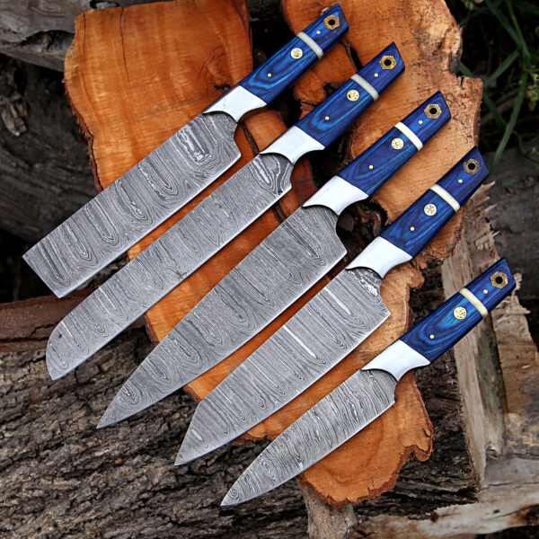 Hand Forged Carbon Steel Chef's Knife Set of 5 BBQ Knife Kitchen Knives Gift for Boyfriend Anniversary Gift-Gift for Him Birthday gift