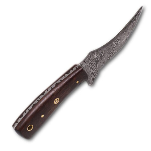 Custom handmade Damascus steel Hunting Skinner knife, mini Knife, Survival knife, Full tang knife, With Wooden Handle - Image 7