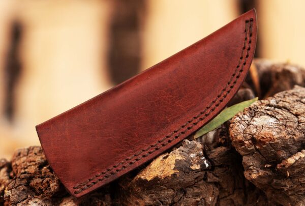 Custom handmade Damascus steel Hunting Skinner knife, Camping knife, Survival knife, Full tang knife, With leather sheath - Image 7