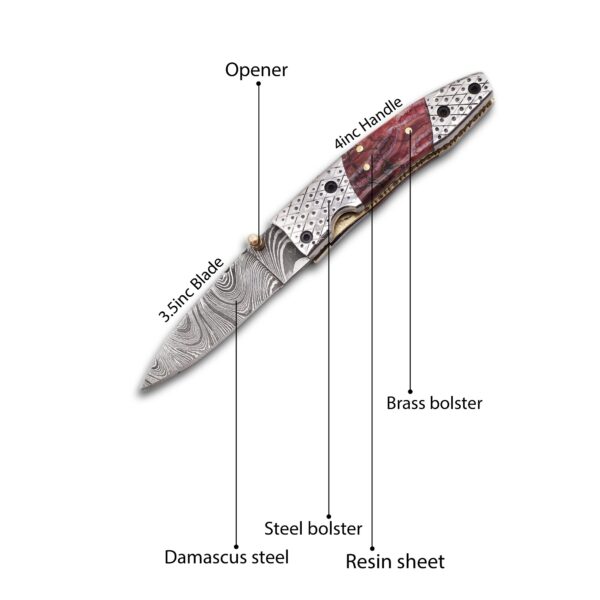 Personalized Handmade Damascus Pocket Folding Knife 6.5", Camping Hiking Damascus Pocket Knife, Gift for Groomsmen, Gift for Men, USA - Image 4