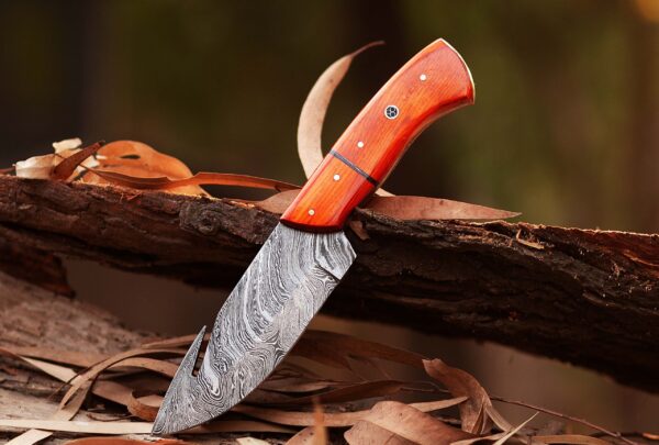 Custom handmade Damascus steel Hunting Skinner knife, camping knife, Survival knife, Gut hook Full tang knife, With Resin (Copy) - Image 2