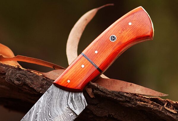 Custom handmade Damascus steel Hunting Skinner knife, camping knife, Survival knife, Gut hook Full tang knife, With Resin (Copy) - Image 4