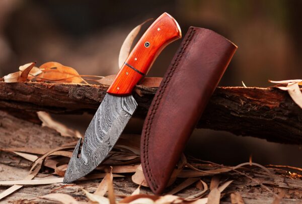 Custom handmade Damascus steel Hunting Skinner knife, camping knife, Survival knife, Gut hook Full tang knife, With Resin (Copy)
