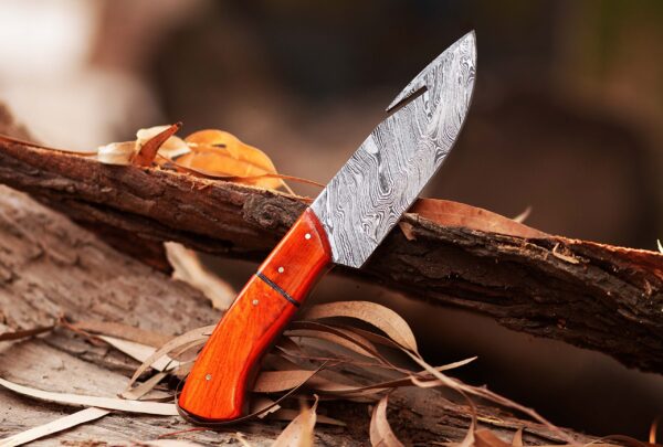 Custom handmade Damascus steel Hunting Skinner knife, camping knife, Survival knife, Gut hook Full tang knife, With Resin (Copy) - Image 6
