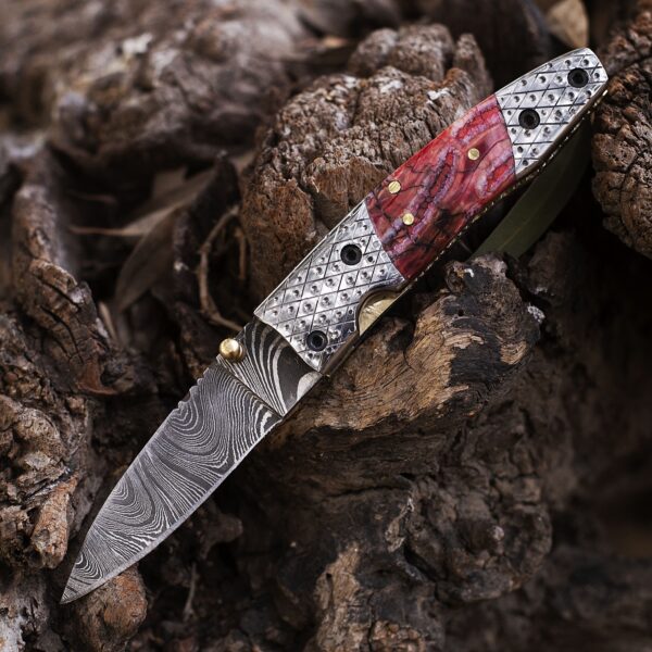 Personalized Handmade Damascus Pocket Folding Knife 6.5", Camping Hiking Damascus Pocket Knife, Gift for Groomsmen, Gift for Men, USA - Image 6
