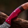 Custom handmade Damascus steel Hunting Skinner knife, Camping knife, Outdoor knife, Full tang knife, With leather sheath - Image 4