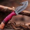 Custom handmade Damascus steel Hunting Skinner knife, Camping knife, Outdoor knife, Full tang knife, With leather sheath - Image 5