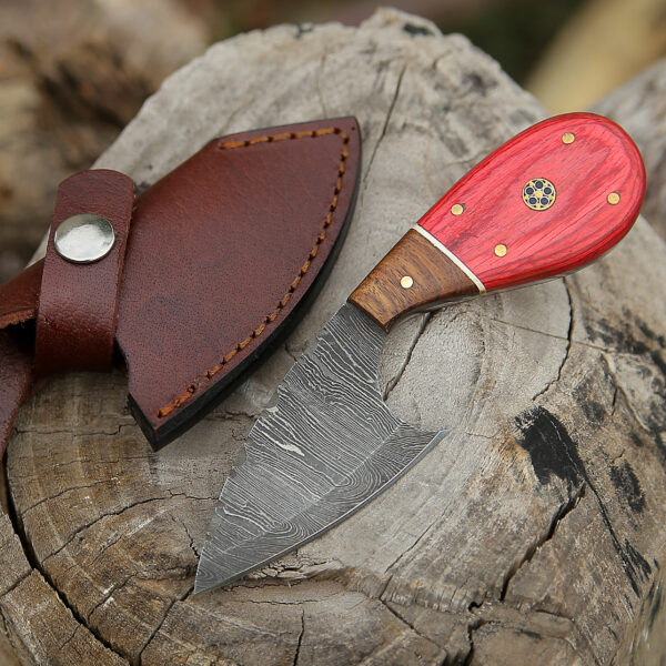 Custom handmade Damascus steel Hunting Skinner knife, camping knife, Survival knife, Full tang knife, With Dollar Sheet - Image 3