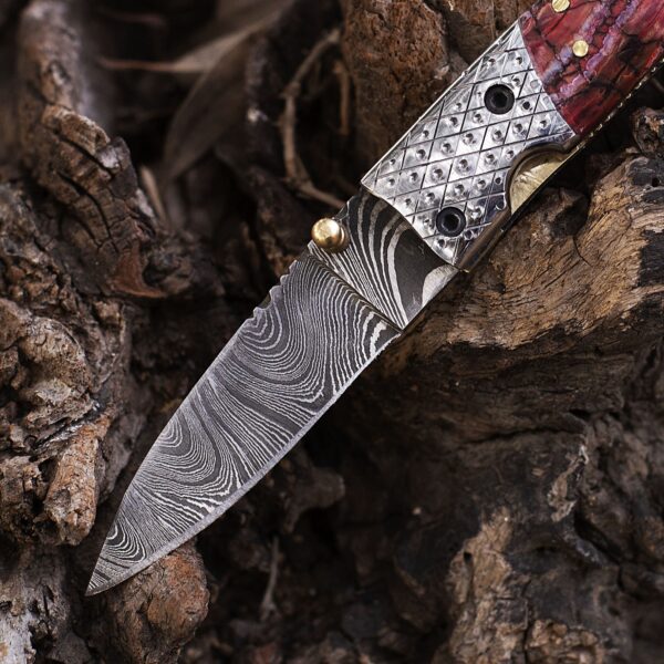 Personalized Handmade Damascus Pocket Folding Knife 6.5", Camping Hiking Damascus Pocket Knife, Gift for Groomsmen, Gift for Men, USA - Image 2