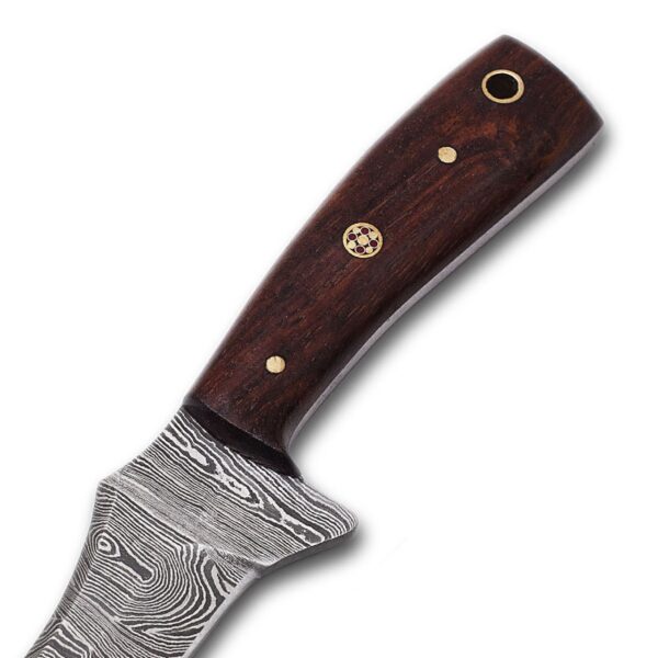 Custom handmade Damascus steel Hunting Skinner knife, mini Knife, Survival knife, Full tang knife, With Wooden Handle - Image 3