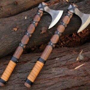 Outdoor Axe Viking Camping Axe Forged Carbon Steel Axe with Rosewood Shaft