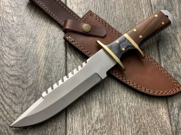 Custom Handmade D2 Steel Hunting Bowie Knife with Leather Sheath - Image 2