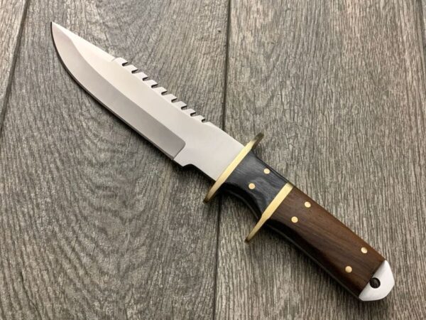 Custom Handmade D2 Steel Hunting Bowie Knife with Leather Sheath - Image 3