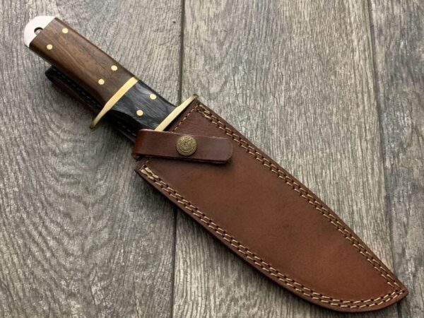 Custom Handmade D2 Steel Hunting Bowie Knife with Leather Sheath - Image 7