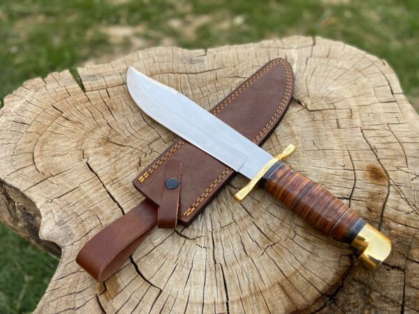 Custom Handmade 17 D2 Steel Hunting Bowie Knife With Leather Sheath - Image 2