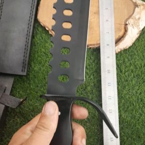 Custom handemade Rambo Knife full black With leather sheath